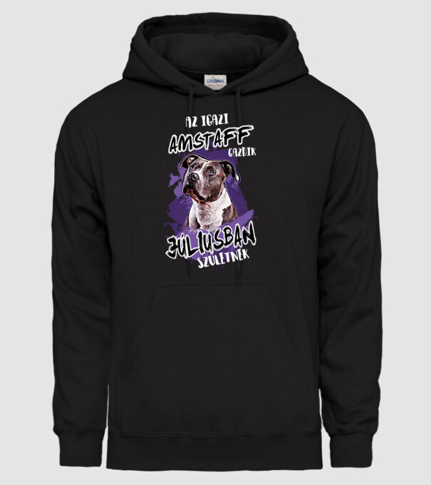 Az igazi AMSTAFF gazdik JÚLIUSban születnek minta fekete pólón