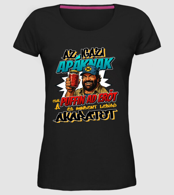 Bud Spencer - Az Apáknak csak a Puffin ad erőt minta fekete pólón