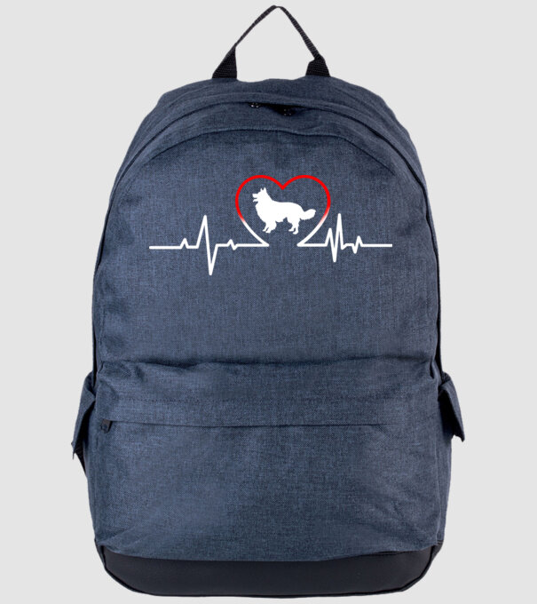 border collie szív minta farmerkék pólón