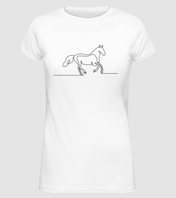 Lineart horse minta fehér pólón