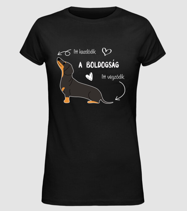 A boldogság Tacsi minta fekete pólón