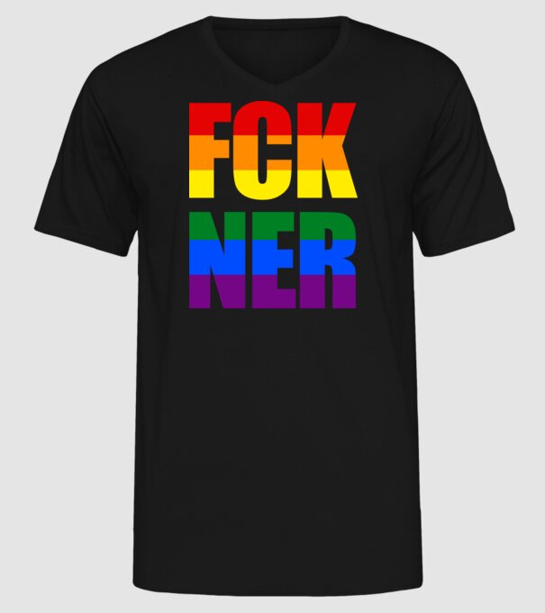 FCK NER - szivárvány minta fekete pólón