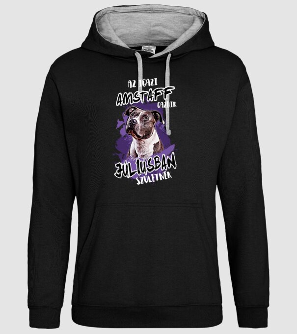 Az igazi AMSTAFF gazdik JÚLIUSban születnek minta fekete pólón