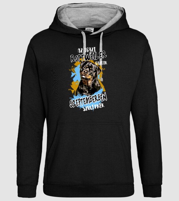 Az igazi ROTTWEILER gazdik SZEPTEMBERben születnek minta fekete pólón