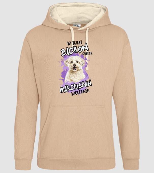 Az igazi BICHON gazdik MÁRCIUSban születnek minta homokszín pólón