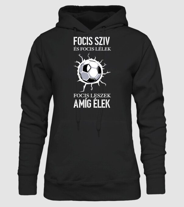 Focis szív és focis lélek Focis leszek amíg élek minta fekete pólón