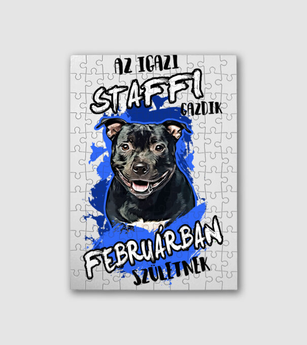 Az igazi STAFFI gazdik FEBRUÁRban születnek minta fehér pólón