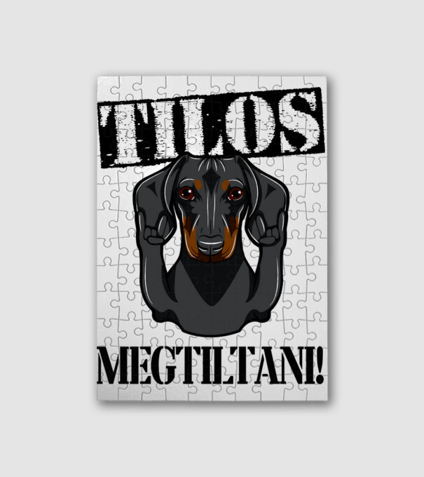 TILOS megtiltani! - Cser tacskó minta fehér pólón