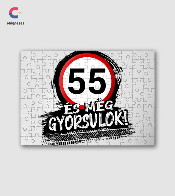 55 és még gyorsulok - tábla minta fehér pólón