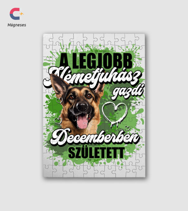 A legjobb németjuhász gazdi decemberben született minta fehér pólón