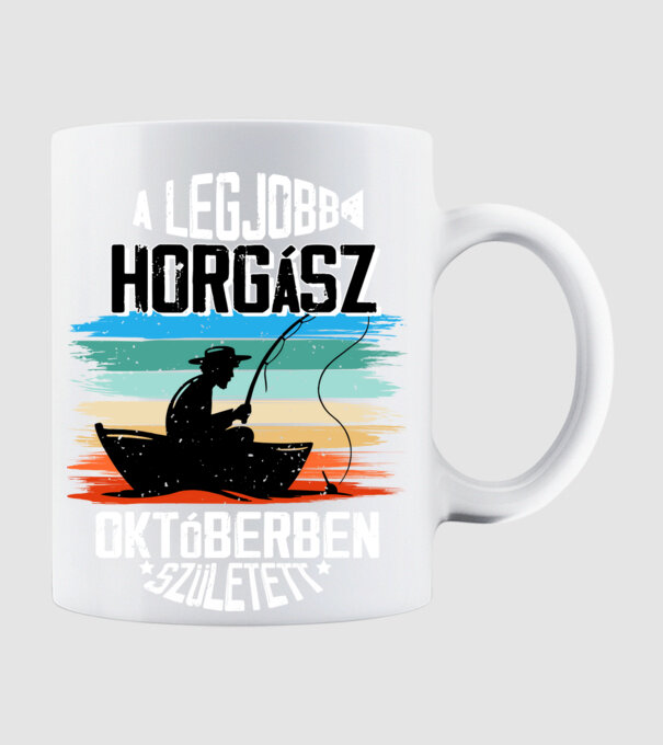 A legjobb horgász októberben született - fehér minta fehér pólón