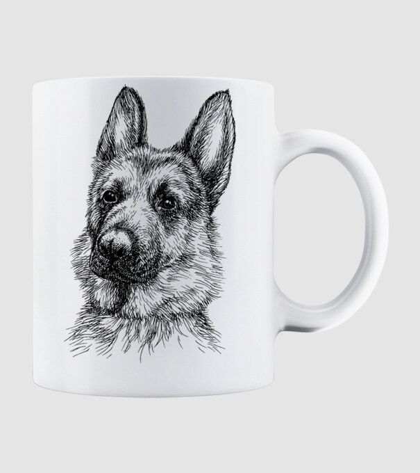 German Shepherd Face minta fehér pólón