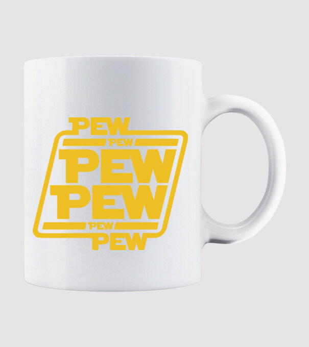 Pew pew PEW PEW pew Pew minta fehér pólón