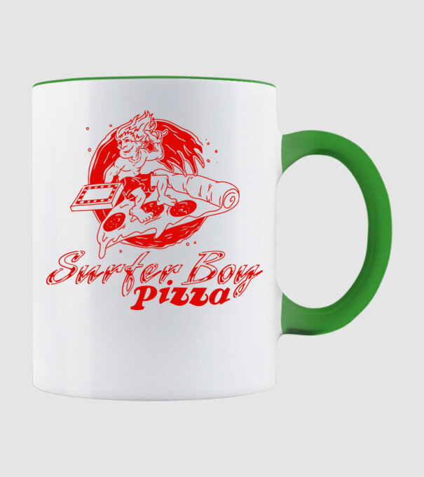 Stranger Things - Surfer Boy Pizza minta almazöld pólón