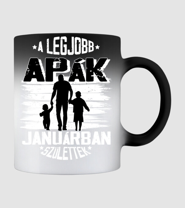 A legjobb apák januárban születtek minta fekete pólón