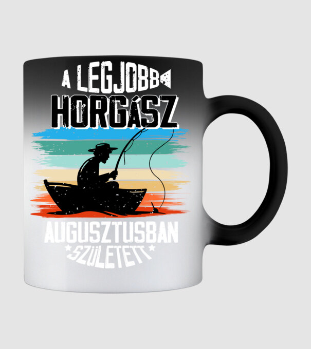 A legjobb horgász augusztusban született - fehér minta fekete pólón