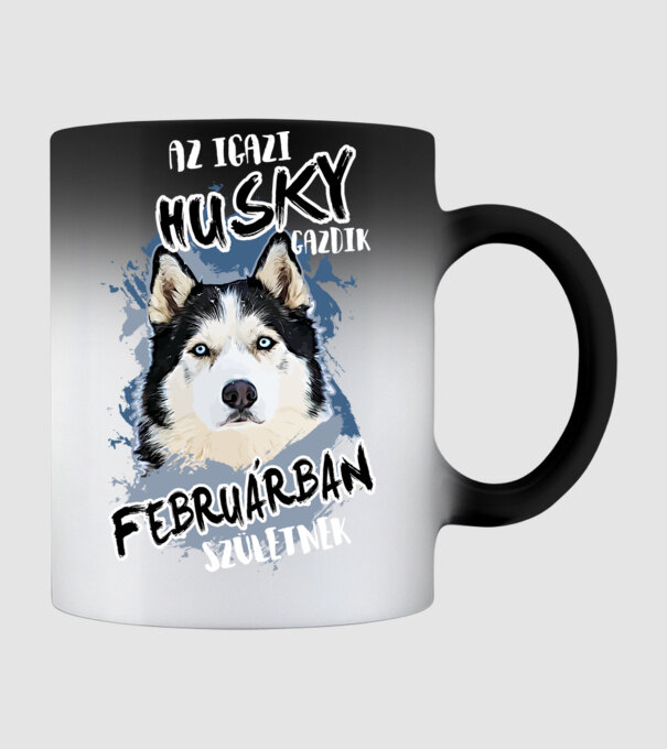 Az igazi HUSKY gazdik FEBRUÁRban születnek minta fekete pólón
