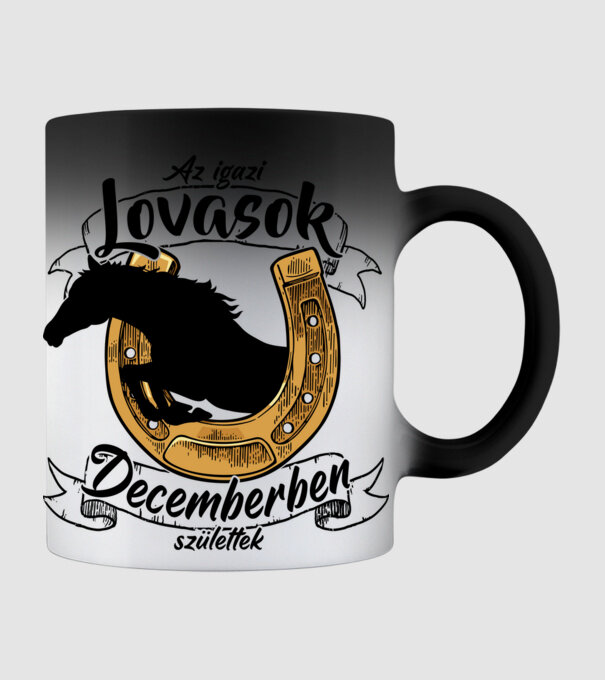Az igazi lovasok decemberben születtek - fekete szöveg minta fekete pólón
