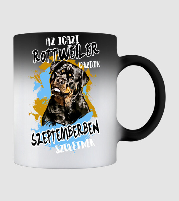 Az igazi ROTTWEILER gazdik SZEPTEMBERben születnek minta fekete pólón