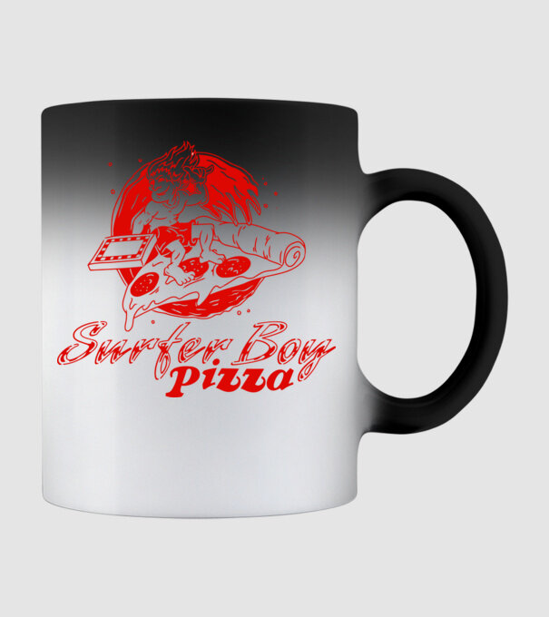 Stranger Things - Surfer Boy Pizza minta fekete pólón