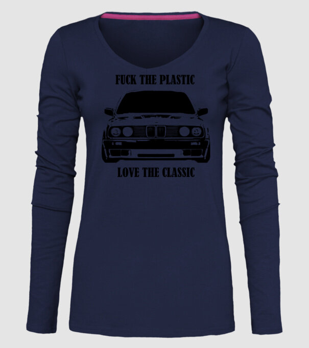 Fuck The Plastic minta sötétkék pólón