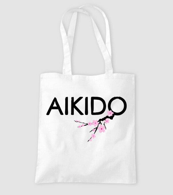 aikido-sakura-3color minta fehér pólón