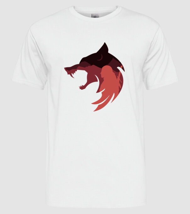 Witcher Red Wolf minta fehér pólón