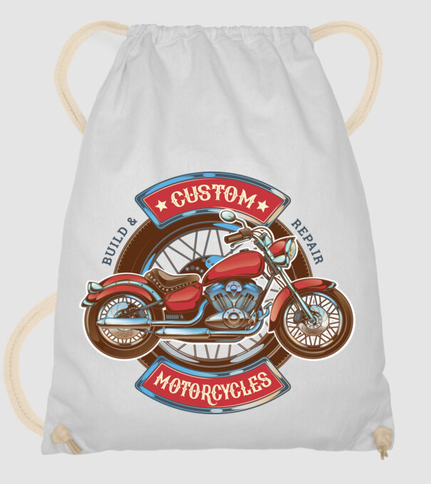 Custom Motorcycles minta fehér pólón