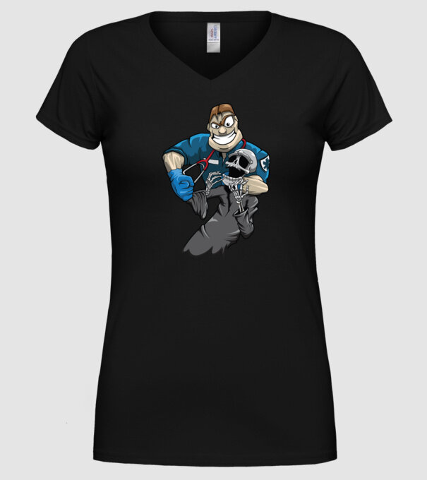 Medic minta fekete pólón