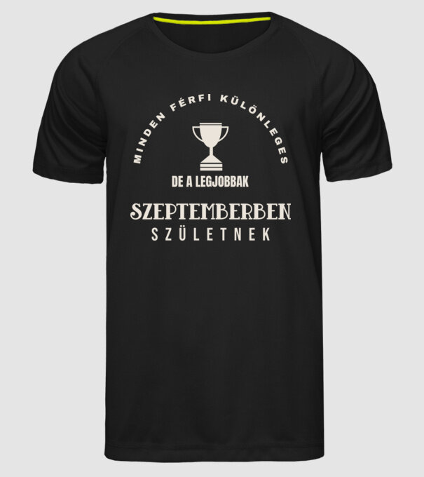 Minden férfi különleges szeptember minta fekete pólón