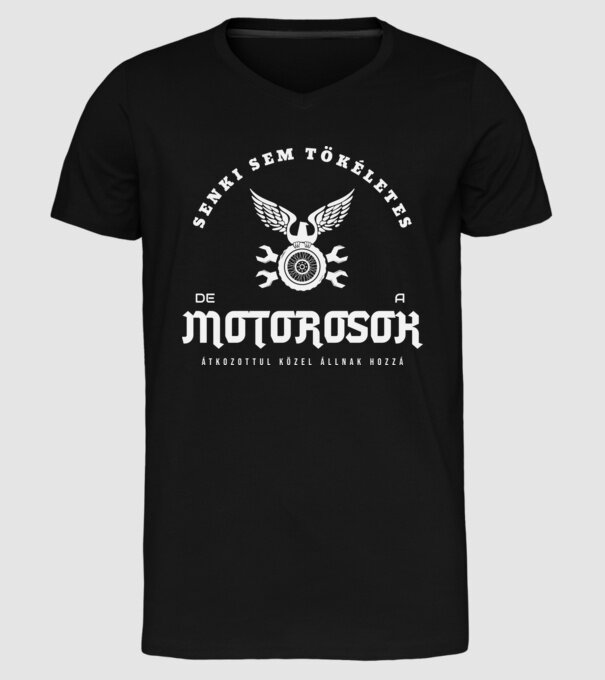 Senki sem tökéletes, de a motorosok átkozottul közel állnak hozzá minta fekete pólón