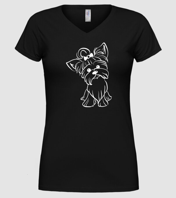 Yorkie minta fekete pólón