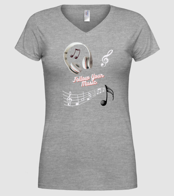 Music minta szürke pólón