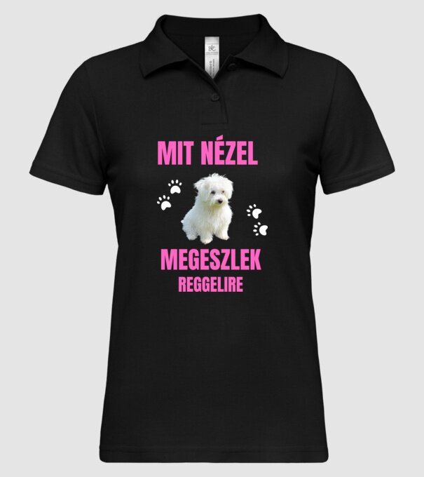 Bichon Havanese Megeszlek Reggelire minta fekete pólón