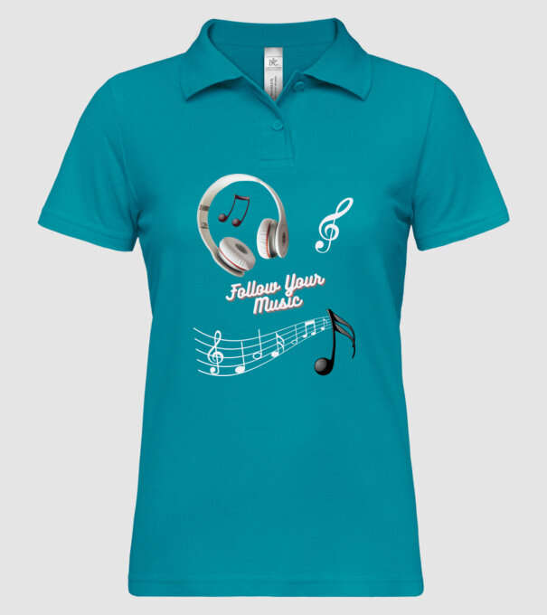Music minta türkiz pólón