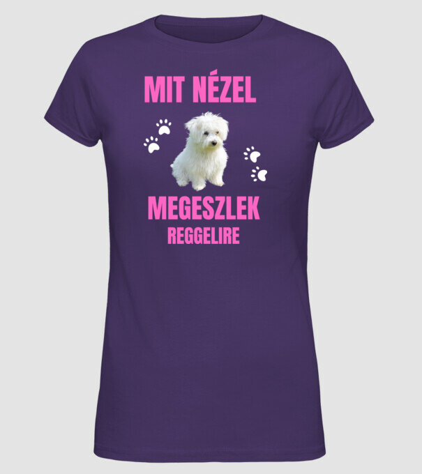 Bichon Havanese Megeszlek Reggelire minta lila pólón