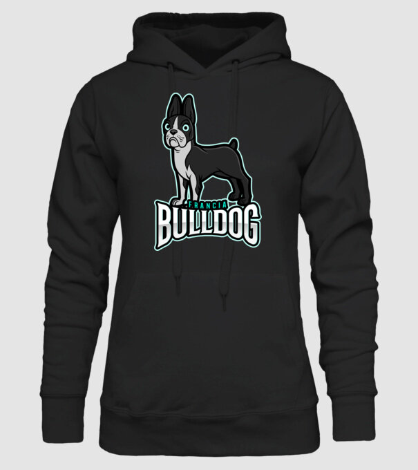 FRANCIA BULLDOG minta fekete pólón