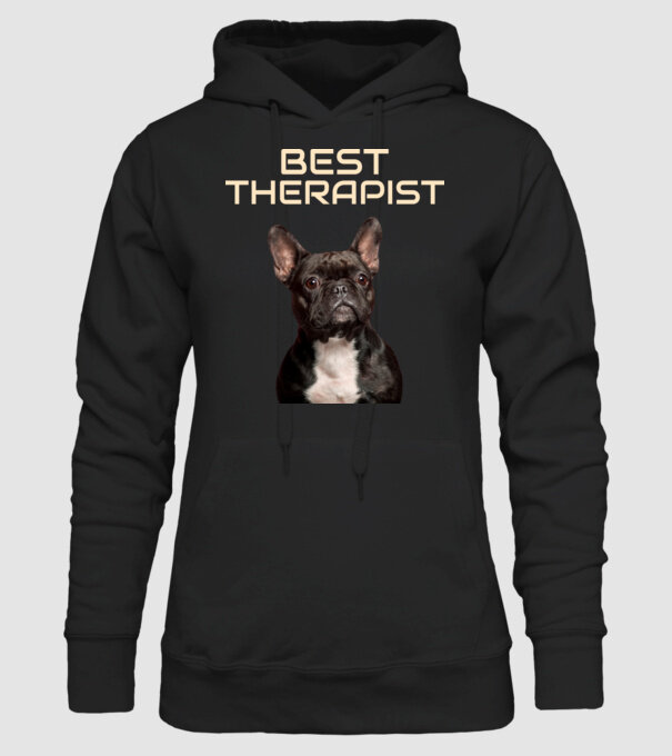 francia bulldog best therapist minta fekete pólón