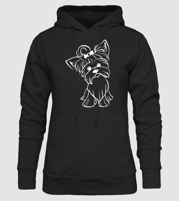 Yorkie minta fekete pólón