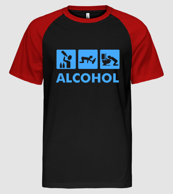 Alcohol triatlon minta fekete/piros pólón