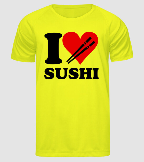 I love Sushi! minta neonsárga pólón