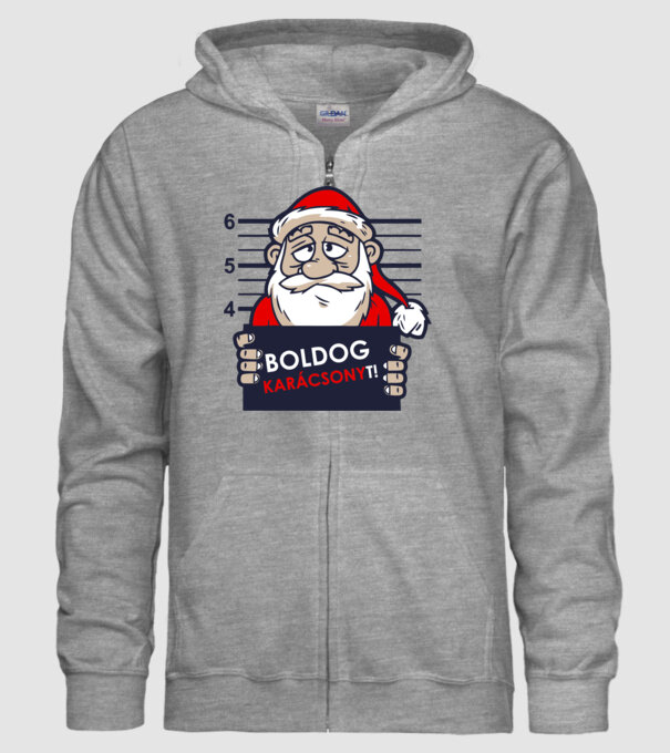 Mikulás - Boldog Karácsonyt! minta szürke pólón
