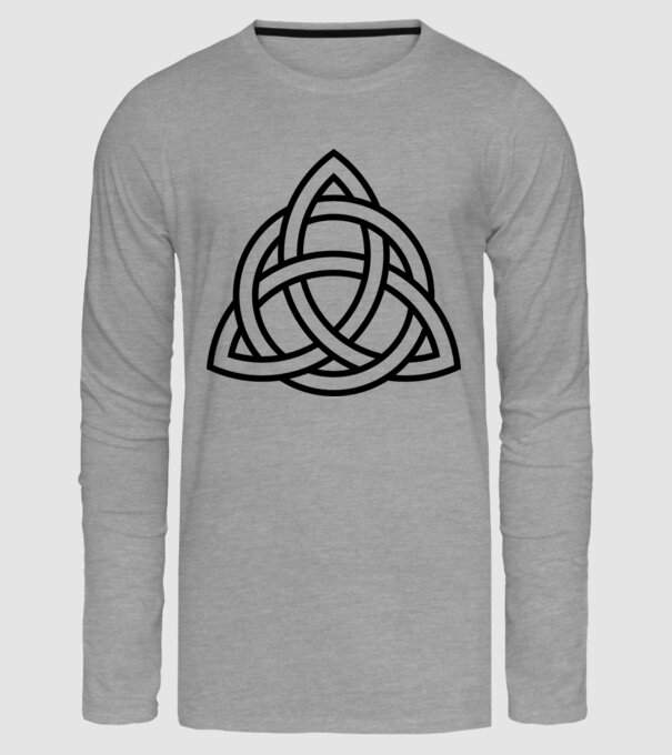 Hármas hurok - Triquetra Magic minta szürke pólón