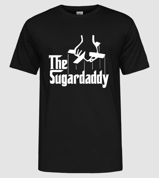 The Sugardaddy minta fekete pólón