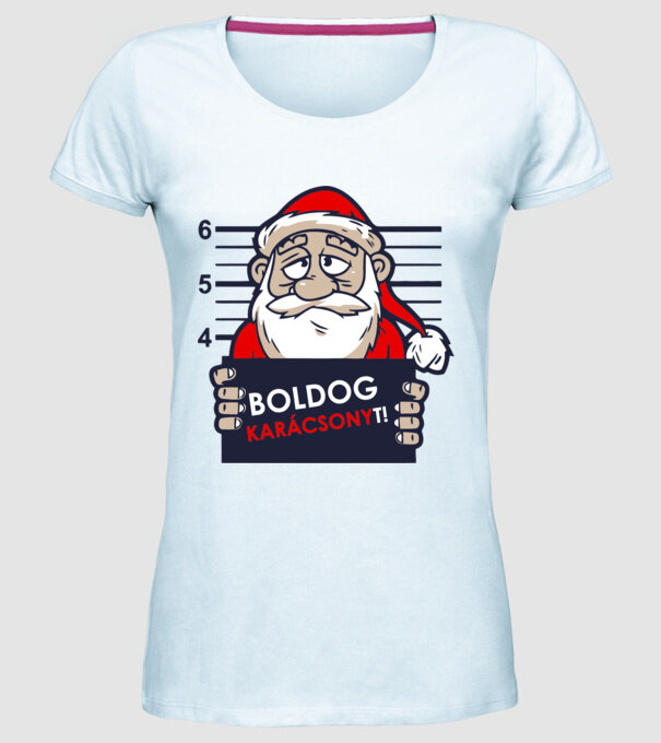 Mikulás - Boldog Karácsonyt! minta világoskék pólón