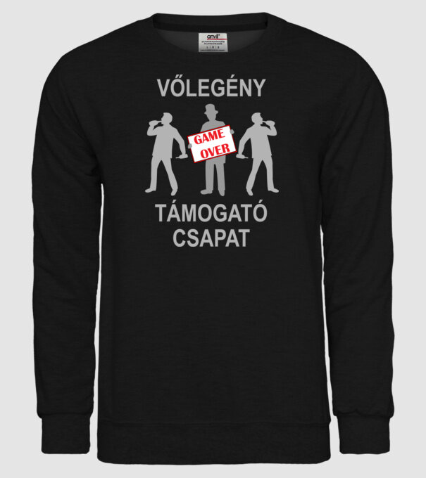 Legénybúcsú csapat: Game Over (inverz) minta fekete pólón