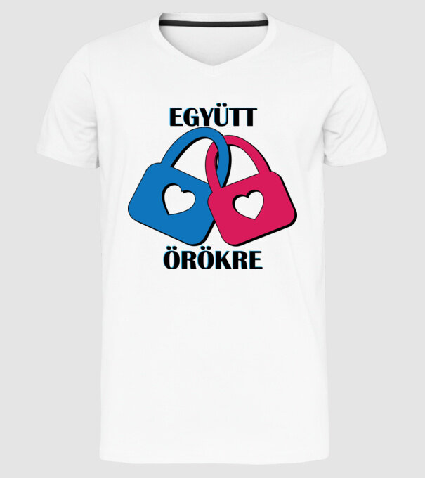 Együtt örökre - páros minta fehér pólón