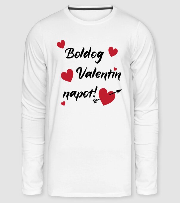 Boldog Valentin napot! minta fehér pólón