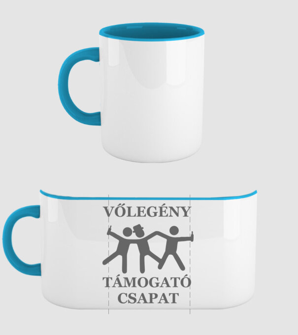 Legénybúcsú támogató csapat minta világoskék pólón