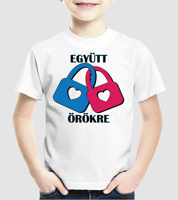 Együtt örökre - páros minta fehér pólón